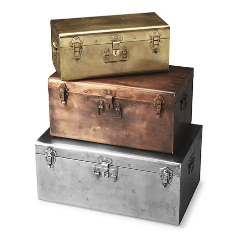 metal trunk storage boxes|decorative metal storage trunk.